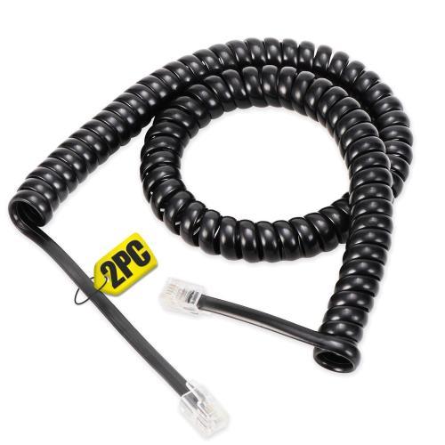 Uvital 2 Pack Phone Cord for Landline, 1.4 FT Telephone Handset Cord, Black