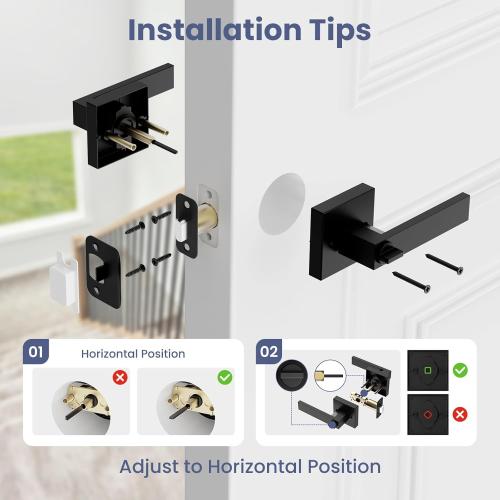 Estmoon 5 Pack Matte Black Door Handles Interior Door Knobs, Keyless Privacy Bedroom Door Lock, Heavy Duty Zinc Alloy Home Improvement Door Leverset for Bedrooms Bathrooms‼️1 has been opened‼️