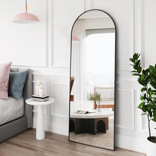 OGCAU Floor Full Length Mirror, 56x20 Arched Full Body Mirror, Black | Aluminum Alloy Frame, Floor, Standing, Hanging, Leaning, Wall Mounted, Suitable for Bedroom, Living Room, Entryway, Cloakroom‼️a tear on the styrofoam holder‼️