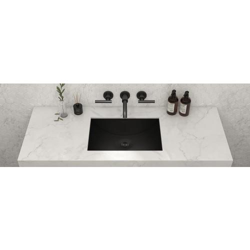 Ruvati 18 x 12 inch Gunmetal Black Undermount Bathroom Sink - 16 Gauge Stainless Steel Bathroom Sink with Brushed Finish, Easy-to-Clean Undermount Sinks - RVH6110BL