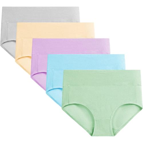 5XL Molasus Women's Cotton Underwear High Waisted Full Coverage Ladies Panties (Regular & Plus Size)