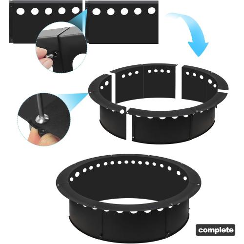 Outdoor Smokeless Fire Pit Ring 40 Inch Outer/36 Inch Inner Diameter, Heavy Duty Metal Round Liner Insert for Outside DIY Campfire or Bonfire Ring, Above or In Ground Use