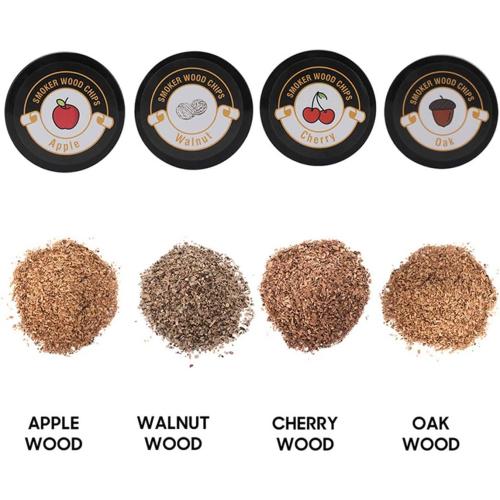 Wood Chips 4 Pack for Smoking Gun, Hand-held Smoke Gun Smoker Infuser, Sawdust for Smoked Drinks, Food, Cocktails, Cheese, Desserts (Apple, Cherry, Hickory, Oak)