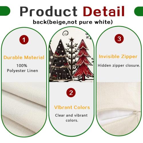 RABUSOFA Christmas Pillow Covers 18x18 Inch Set of 4 with 8 Design Double-Sided, Let It Snow Snowman Joy Stripes Gift Box Red Xmas Tree Winter Holiday Throw Cushion Case Decorations for Sofa Couch