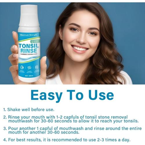 Tonsil Stone Mouthwash, Fresh Breath Oral Rinse for Tonsil Stone Removal and Prevention, Alcohol Free Mouth Wash Treatment Eliminates Bad Breath - Mint Flavor