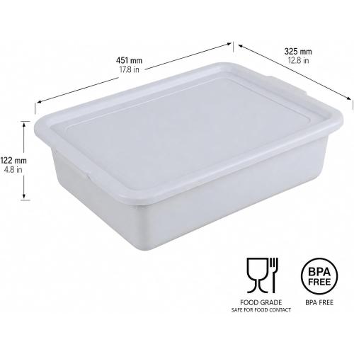 Zopnny 3 Pack Bus Tubs Commercial, 13 L Tubs with Lids, Grey