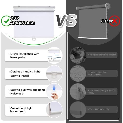 AOSKY Cordless Roller Shades Blackout Blinds for Windows Room Darkening Rolled Up Shades with Spring System, UV Protection Window Shades Door Blinds for Home and Office (31 W x 72 H,White)