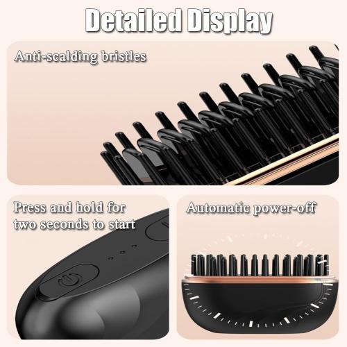 Mini Hair Straightener with 3-Temp Settings & Anti-Scald Shell, Fast Heating 30s Portable Hot Comb for Travel, Frizz Control for All Hair Types(Black)