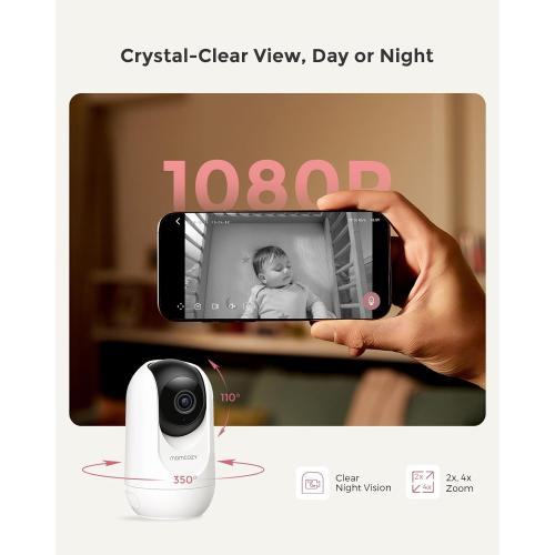Momcozy Smart WiFi Baby Monitor with Camera and Audio, 5 1080P Screen with Wall Mount, Motion & Cry Detection, Safe Fence,Clear Night Vision, 5000mAh Battery, 2-Way Talk, Photo & Video Recording,BM04