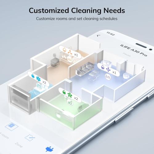 ILIFE A30 Pro Robot Vacuum and Mop, Self Emptying Station for 60 Days, 5000Pa Suction, LiDAR Navigation, No-Go Zones, 2.4G WiFi/App/Alexa/Remote Control, Roller Brush for Carpet, Hard Floors, 110V