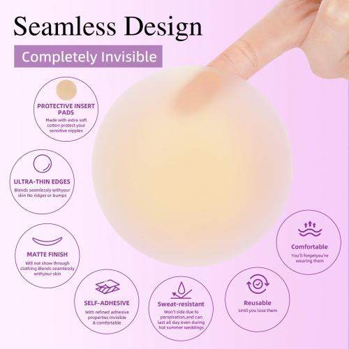 Nipple Covers for Women – Reusable Sticky Silicone Nipple Covers, Seamless Invisible Washable Design with Travel Box