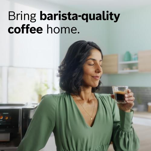 Bosch Fully Automatic Coffee and Espresso Machine - Touchscreen, Large Bean Capacity - Easy Clean, Maintenance - Black -