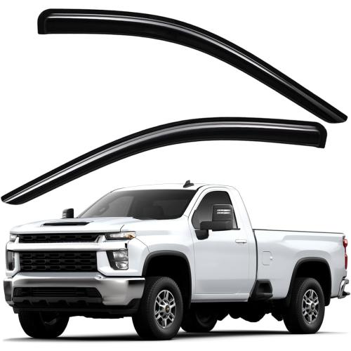 Lightronic Extra Durable Outside-Mount Auto Vent Window Visors, Fits 2020-2025 Chevrolet Silverado & GMC Sierra 2500 HD & 3500 HD, Regular Cab, UV-Protect Rain Guards Wind Deflectors, Smoke, 2-Pcs