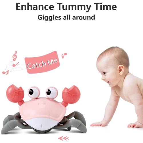 control future Girl Toys Tummy Time: Pink Crawling Crab Montessori Toy Learning 36 Months 3 Year Old Birthday Girls Valentines Gifts Stuff