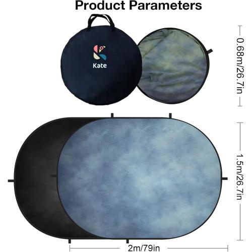 Kate 5x6.5ft(1.5x2m) Collapsible Backdrop Blue Black Pop up Backgrounds Folding Photography Backdrops Photoshoot Prop