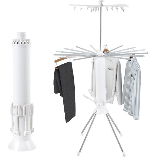 Size 3 Tier Portable Clothes Drying Rackwith 4 Pulleys,Indoor and Outdoor Collapsible Rack Clothing with Shoe Drying Rack for Space Saving