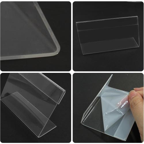 Bonsicoky 10 Pack Mini Clear Acrylic Sign Display Holder, L Shaped | Name Card Price Card Display Stand, For Office, Store, Restaurant, 3.5 x 2.5 In