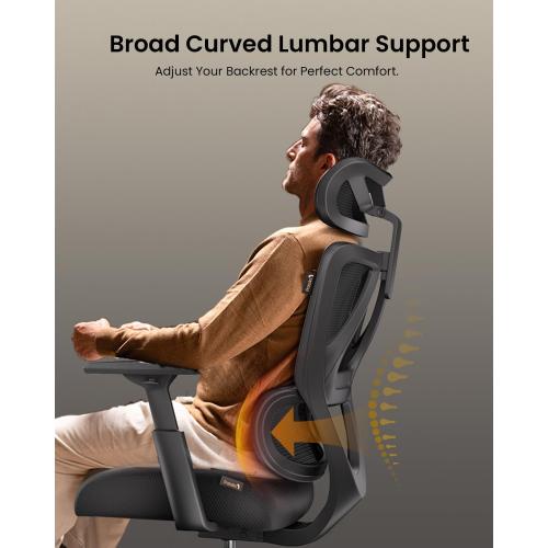 ProtoArc Ergonomic Office Chair for Home Office, High Back Desk Chair with Thick Spring Cushion, Adjustable Headrest, Armrests, Big and Tall Mesh Computer Chairs for Long Hours Sitting, EC100 - Black
