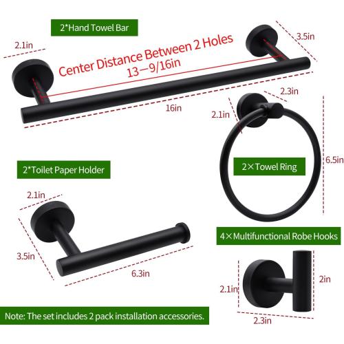 5pcs Matte Black Bathroom Hardware Set