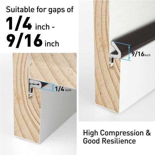 21 Ft Foam Door Weather Stripping,Soundproof Kerf Door Seal Strip - 3 PCS x 86 Inch Q Foam V-Shaped Door Frame Weather Stripping Seal,Card Slot Installation Seals Large Gap (Brown)