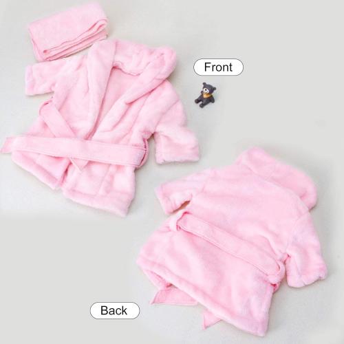Pink SPOKKI Newborn Photography Props Newborn Girl Photoshoot Outfits Babies Robe Props with Bath Towel Slippers Cucumber Curler Hat Makeup Brush for Infant Boys Girls