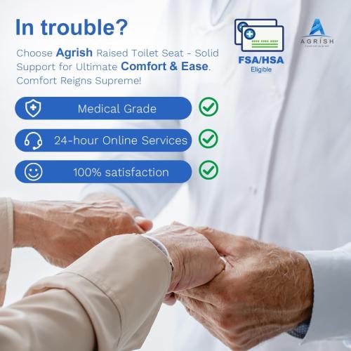 FSA/HSA Eligible Raised Toilet Seat with Handles - Width & Height AdjustableToilet Seat Risers for Seniors, Heavy Duty Handicap Toilet Riser, Fit Any Toilet, Up to 400lbs