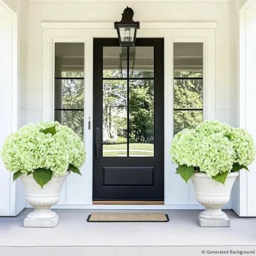 3Pcs Real Touch Hydrangea Artificial Flowers, 21 Fake Flowers, Light Green