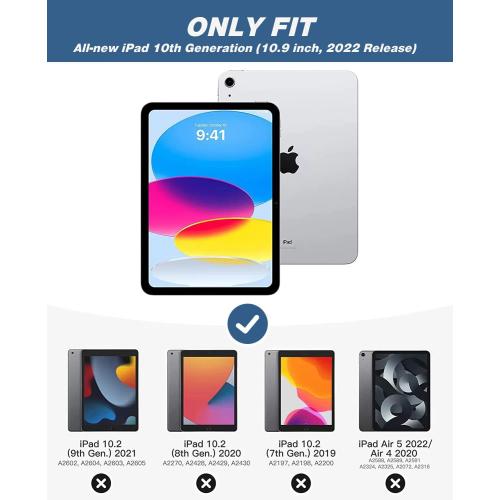 ZryXal iPad 10 Case/iPad 10th Generation Case [11-Inch 2025/10.9 Inch 2022] with Pencil Holder, Smart Cover with Soft TPU Back [Support Auto Wake/Sleep] (Navy Blue)