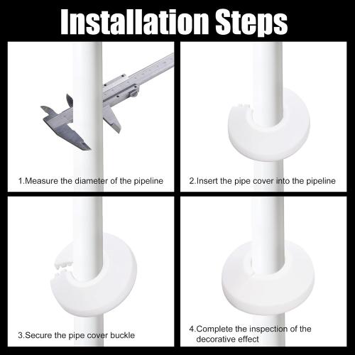 8Pcs Fit 1/2 Inch Flange Water Pipe Cover Decoration 16mm(5/8) Plastic PP escutcheon plate 1/2 inch Cover for Wall Pipe Tube Decoration (white)