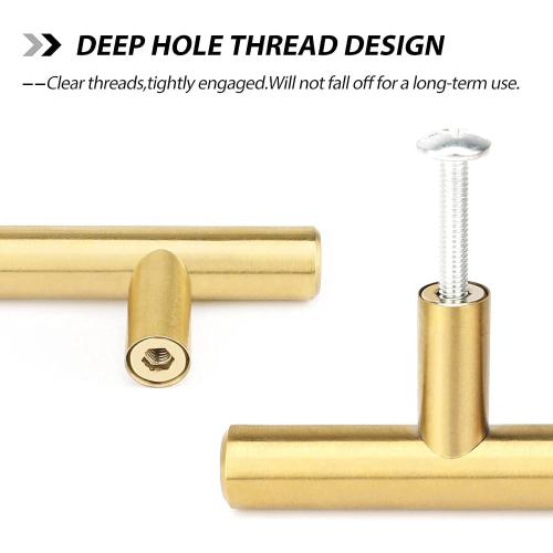 goldenwarm 10 Pack Gold Cabinet Handles Brushed Brass Drawer Pulls Gold Cabinet Pulls 3 inch - Kitchen Door Handles and Knobs Bathroom Bedroom Furniture Knobs Stainless Steel