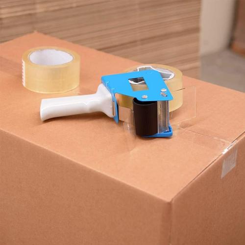 FCLMHD 2 Inch Tape Gun Dispenser with 2 Inch Carton Packing Tape, Lightweight Industrial Side Loading Tape Dispenser - Blue(2Inch