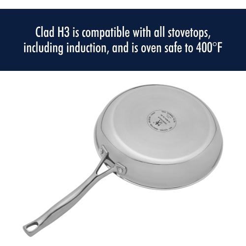 HENCKELS Clad H3 10-pc Induction Ceramic Nonstick Pot and Pan Set, Stainless Steel, Durable and Easy to clean