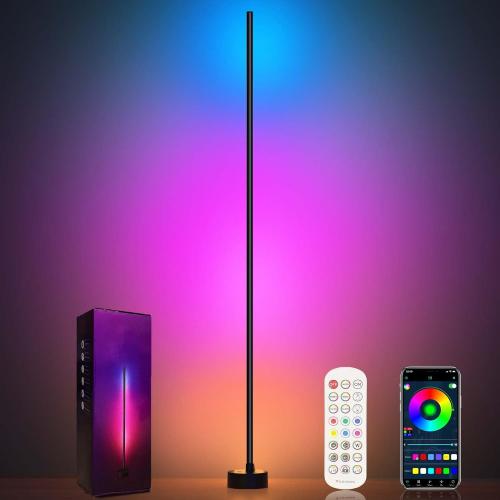 Miortior Corner Floor Lamp - Smart RGB LED Corner Lamp with App and Remote Control, 16 Million Colors & 68  Scene, Music Sync, Timer Setting - Ideal for Living Rooms, Bedrooms, and Gaming Rooms