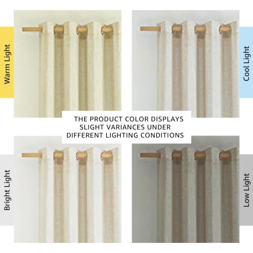 NICETOWN Natural Linen Curtains 84 inch Long 2 Panels Set, Grommet Top Thick Linen Burlap Semi Sheer Vertical Drapes Privacy Assured with Light Filtering for Bedroom/Living Room, W55 x L84
