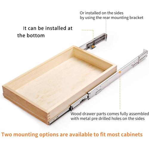 32''W x 21''D x 3''H Pull Out Cabinet Drawer Soft Close Slide Out Wood Organizer for Kitchen, Finished, Bottom and Side Assembly (Wood Drawer Part Width is 31inch)