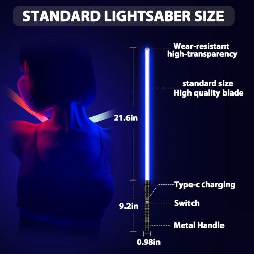 2 in 1 Dueling Lightsaber Alloy Handle Light Saber 15 RGB Colors with 4 Modes 6 Sound Effects USB Rechargeable Detachable Lightsaber for Kids Adults Ideal Birthday Children's Day Halloween Christmas
