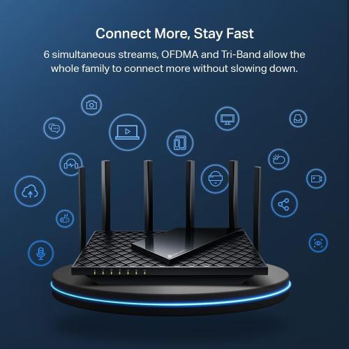TP-Link AXE5400 Tri-Band WiFi 6E Router (Archer AXE75), 2025 PCMag Editors' Choice, Gigabit Internet for Gaming & Streaming, New 6GHz Band, 160MHz, OneMesh, Quad-Core CPU, VPN & WPA3 Security