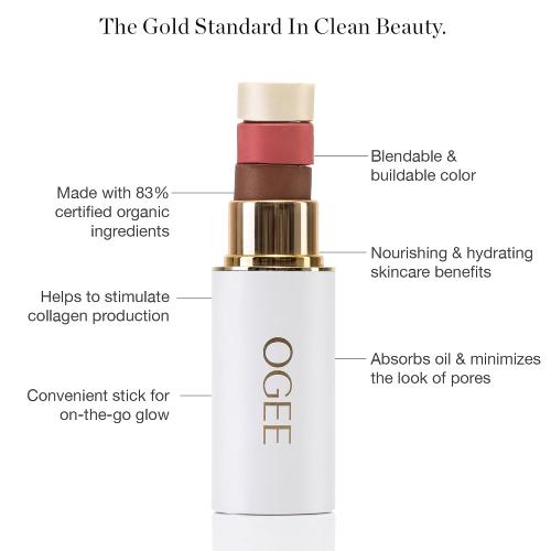 Ogee Face Stick Crystal Collection Trio - Contour Stick Makeup Collection - Certified Organic Contour Palette - Includes Bronzer Stick, Blush Stick & Highlighter Stick