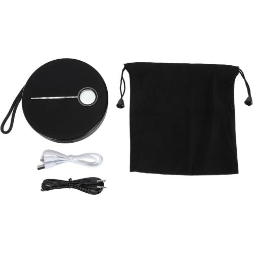 Color Black Portable Rechargeable 5.0 CD Music Player with Speaker Function for Home Outdoor, ABSCD Material