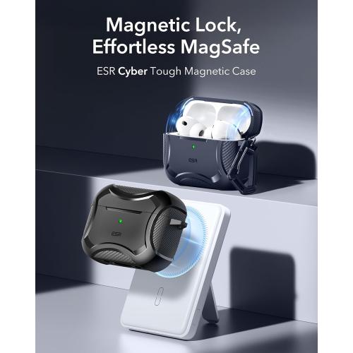 ESR for AirPods Pro 3 Case (2025), Compatible with Airpods Pro 3rd Generation (USB-C Cable), Magnetic Lid, MagSafe Ready, Powerful Drop Protection, Cyber Series, Black