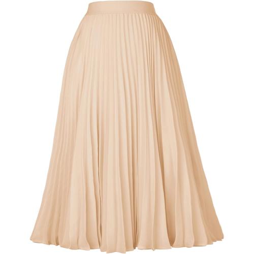 Size S ...GRACE KARIN Women High Elastic Waist Pleated Chiffon Skirt Midi Swing A-line Skirts