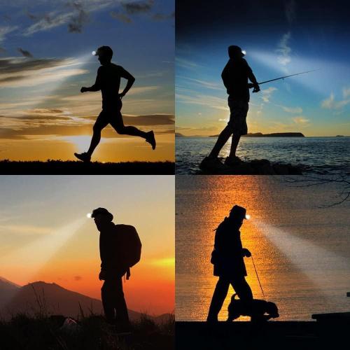 LHOTSE Ultra Bright Mini Hands Free LED Clip on Cap Light - Rechargeable Waterproof Hat Light Flashlight Portable Headlamp for Running Fishing Camping Hand Work Baseball Caps