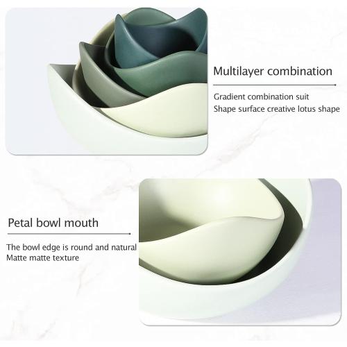 Notakia Salad Decorative Bowls Lotus Shaped Pasta Bowls Dishwasher Safe, Unique Angled Ceramic Bowls for Salad, Pasta, Soup, Rice, Prep, Ideal for Restaurant (Green)