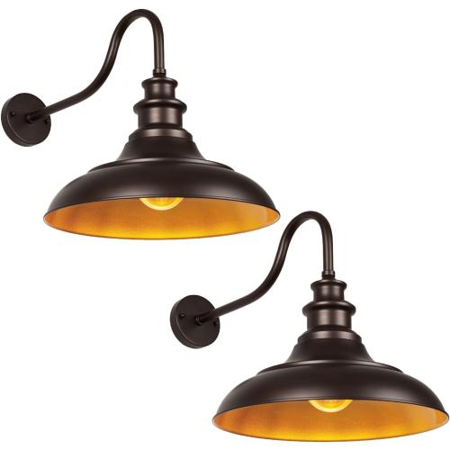 Exterior Farmhouse Gooseneck Barn Light, 16 Inch Vintage Outside Garage Light Fixtures, 1 PACK Anti-Rust Waterproof Outdoor Light for Patio Frontdoor Entryway Doorway