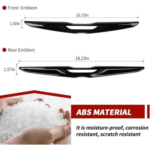 Front Bumper Grille Emblem Cover Rear Emblem Badge Cover Trim Kit Exterior Accessories Compatible with Chrysler 300 300C 2015 ,Black
