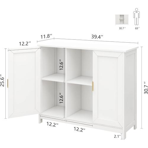 TaoHFE Color White Buffet Cabinet with Storage,Wooden Narrow Sideboard Entryway Cabinets,Modern White Cabinet with Doors Credenza