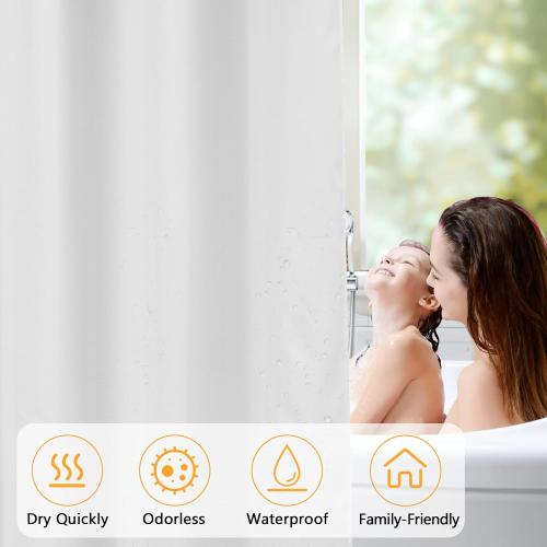 72 x 60 inch Short Fabric Shower Curtain Liner with 3 Large Magnets, Waterproof Cloth Shower Liner Shorter, Neutral White 60'' Bathtub Curtain Lightweight Machine Washable