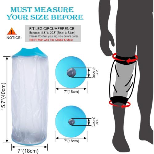 Asunby Knee Cast Cover for Shower Waterproof Bandage Cast covers Protector for Knee Replacement Surgery, Wound, Burns Watertight Protection Reusable