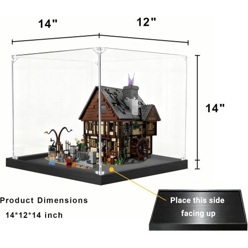 3mm Acrylic Display Case for Lego 21341 Disney Sanderson Sisters Cottage with 0.8-Inch Elevated Base - Dust Proof Acrylic Box Snap Assembly