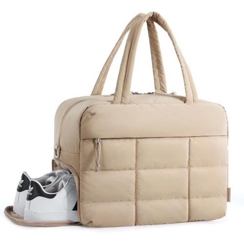 BAGSMART Small Gym Bag for Women, 23L Carry on Travel Duffle, Water-resistant Dance Bag with Shoe Compartment, Desert